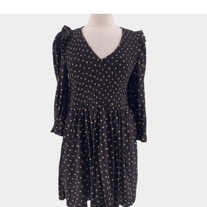 Madewell Black and White Puff Sleeve V-Neck Sundress